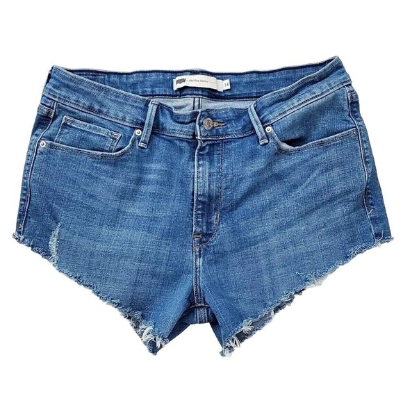 Levi's (Womens Size 14/32") Mid Rise Skinny‎ Cutoff Blue Denim Jean Shorts - Picture 1 of 7